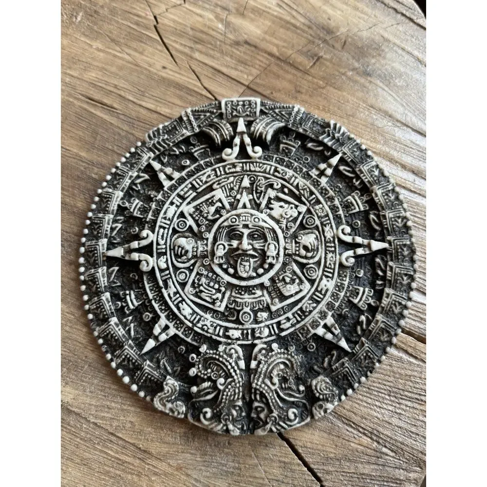 Aztec Mayan Calendar Plaque 7 In 6 In Wall Hanging Sandstone Set Of 2
